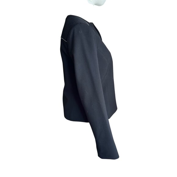Marc New York Black Moto-Inspired Zip Jacket Size 6 | Sleek Stretch Knit Blazer - Picture 5 of 7